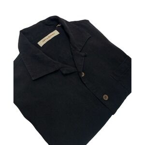 Tommy Bahama M 100% Silk Short Sleeve Button Up Shirt Faded Black Camp Beach